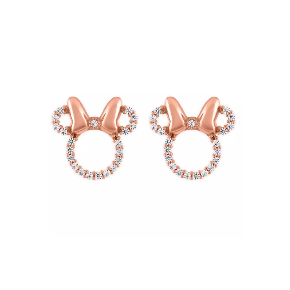 Minnie Mouse Rose Gold Icon Earrings by Rebecca Hook
